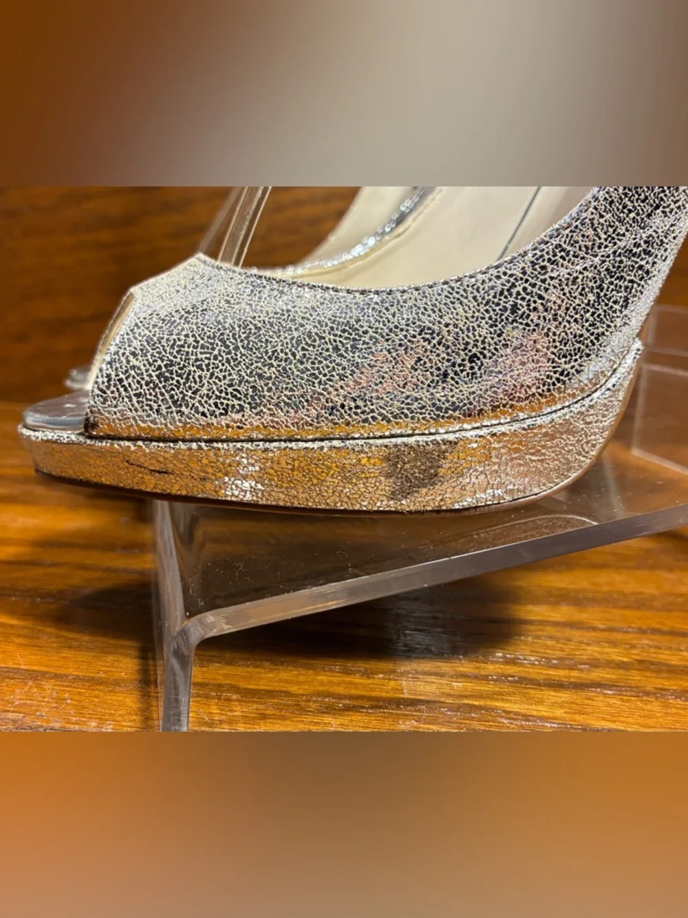 STEVEN Steve Madden Mary Jane Silver Textured Leather Platform Pumps Size 7.5